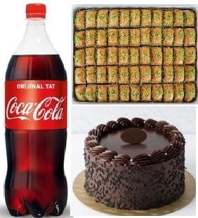 Çikolatalı Yaş Pasta Baklava ve Kola Ekonomik Kutlama Paketi